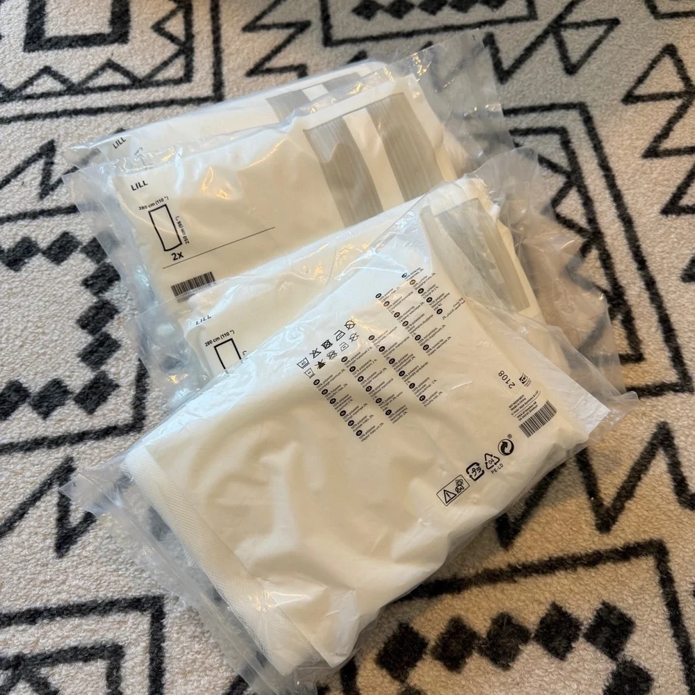 IKEA Lill white sheer curtains 98”